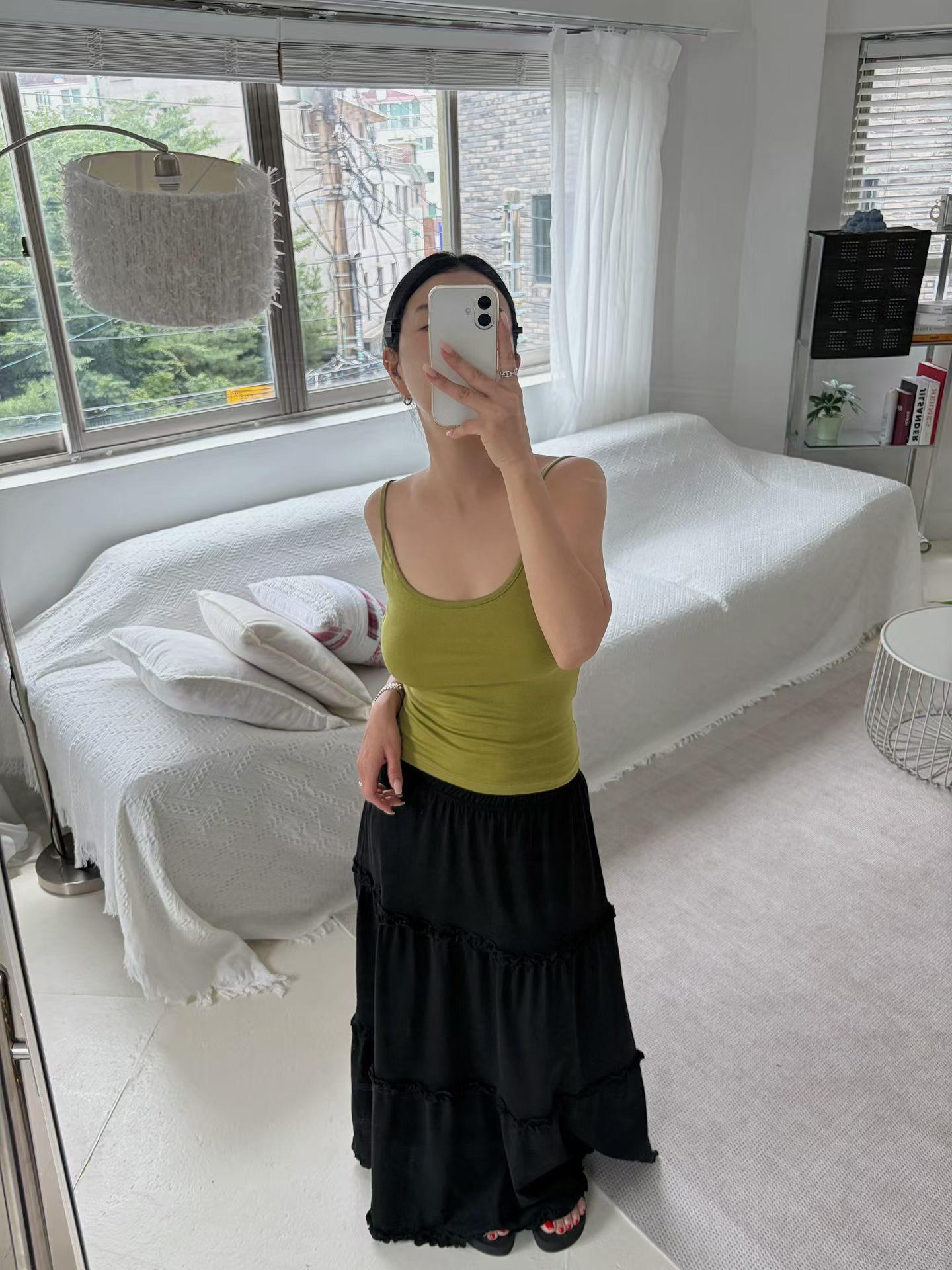 竹節棉後抽繩美背背心